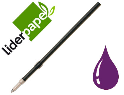 [68796] Recambio boligrafo liderpapel gummy touch retractil 1,0 mm tinta violeta bolsa de 10 unidades