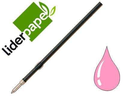 [68795] Recambio boligrafo liderpapel gummy touch retractil 1,0 mm tinta rosa bolsa de 10 unidades