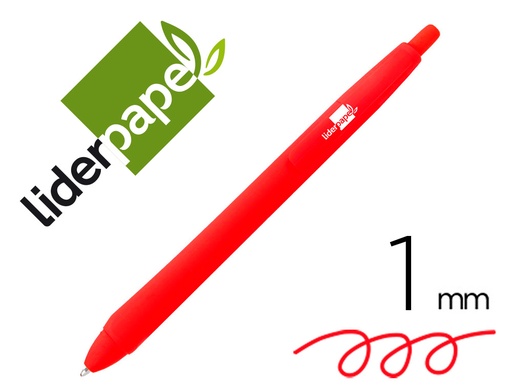 [68784] Boligrafo liderpapel gummy touch retractil 1 mm tinta roja