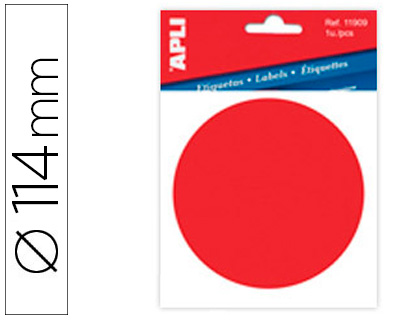 [62825] Etiqueta adhesiva apli 11909 vinilo rojo señalizacion cristales 114 mm diametro blister de 1 unidad