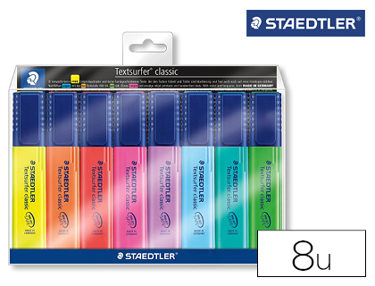 [62733] Rotulador staedtler textsurfer 364 fluorescente bolsa de 6 unidades colores surtidos + 2 regalo