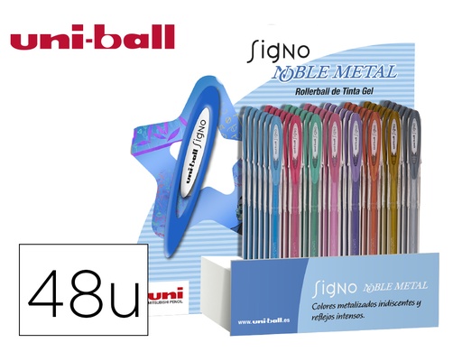 [59732] Boligrafo uni ball um-120 signo 0,7 mm tinta gel expositor de 48 colores metalizados