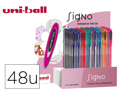 [59730] Boligrafo uni ball um-120 signo 0,7 mm tinta gel expositor de 48 colores basicos
