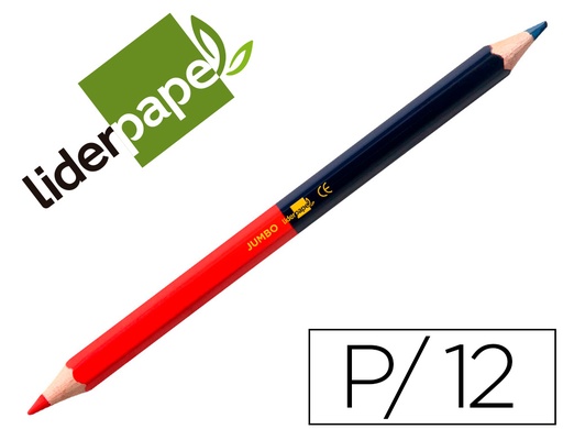 [54953] Lapices bicolor liderpapel jumbo rojo/azul