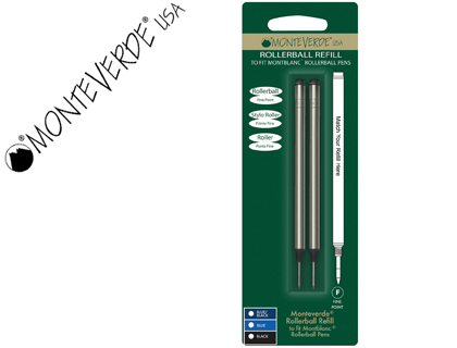 [54449] Recambio roller monteverde compatibles con los de montblanc blister 2 unidades color negro punta fina