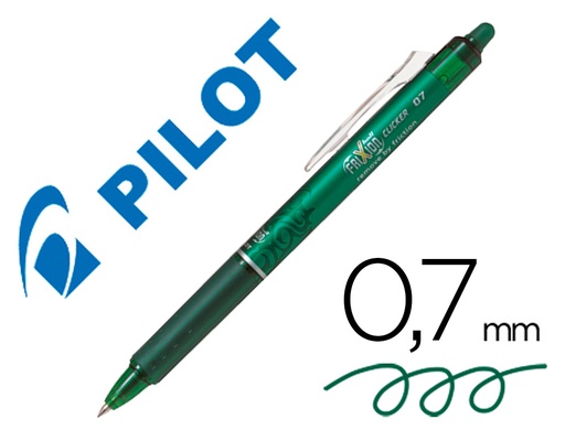[53685] Boligrafo pilot frixion clicker borrable 0,7 mm color verde