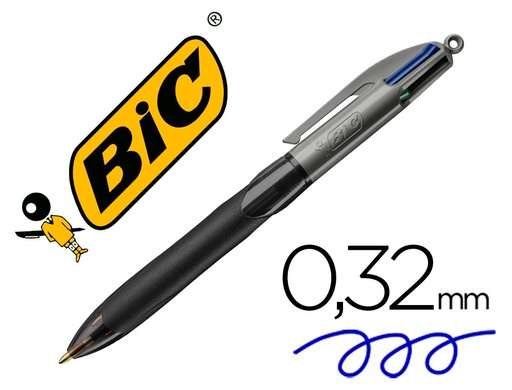 [49330] Boligrafo bic cuatro colores con grip colore negro punta 1,3 mm