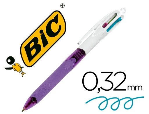[49329] Boligrafo bic cuatro colores con grip colores pastel punta 1 mm