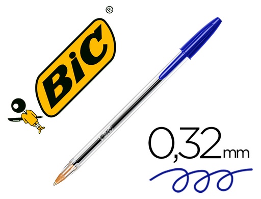 [41052] Boligrafo bic cristal original tinta azul bolsa de 5 unidades