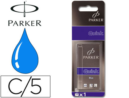 [38018] Tinta estilografica parker azul real caja de 5 cartuchos
