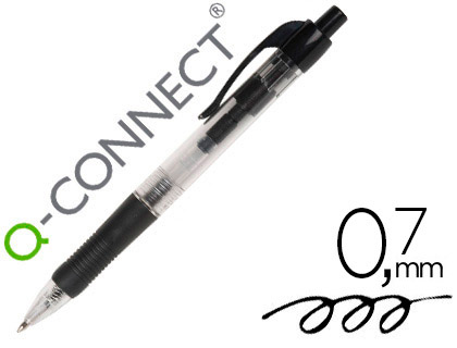 [38014] Boligrafo q-connect retractil con sujecion de caucho tinta aceite 0,7 mm color negro