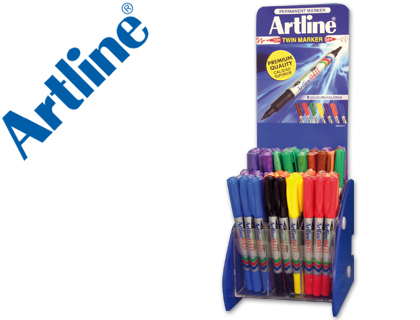 [36044] Rotulador artline marcador permanente ek-041t doble punta 0,4 y 1 mm expositor de 72 unidades colores surtidos