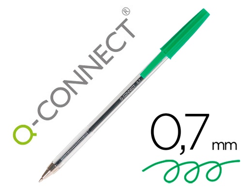 [34788] Boligrafo transparente q-connect verde medio kf01043