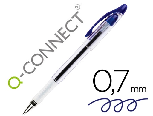 [32595] Boligrafo q-connect delta azul sujecion de caucho con capuchon