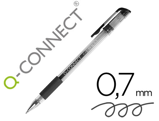 [32447] Boligrafo q-connect tinta gel negro 0,7 mm sujecion de caucho