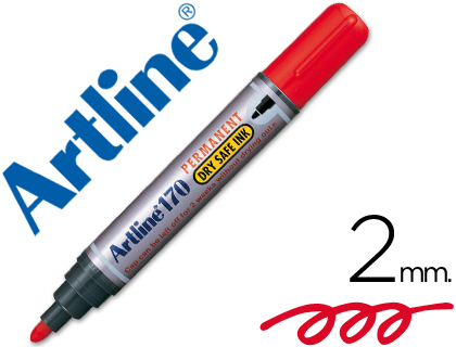[25662] Rotulador artline marcador permanente 170 rojo punta redonda 2 mm antisecado