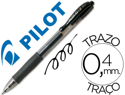 [24726] Boligrafo pilot g-2 negro tinta gel retractil sujecion de caucho