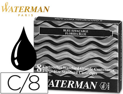 [23122] Tinta estilografica waterman negra caja de 8 cartuchos standard largos
