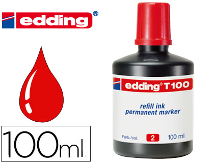 [22739] Tinta rotulador edding t-100 rojo bote 100 ml