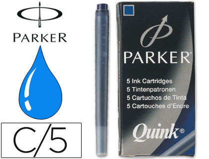 [16497] Tinta estilografica parker azul permanente caja de 5 cartuchos
