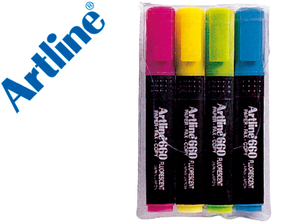 [15047] Rotulador artline fluorescente ek-660 punta biselada bolsa de 4 unidades colores surtidos