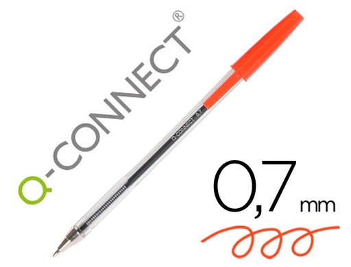 [13443] Boligrafo transparente q-connect rojo medio kf26041