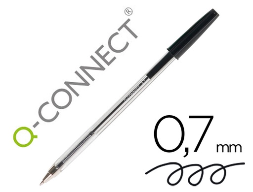 [13442] Boligrafo transparente q-connect negro medio kf26040