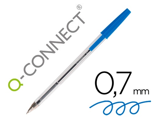 [13441] Boligrafo transparente q-connect azul medio kf26039