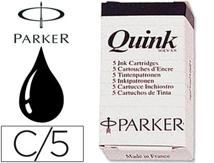 [8031] Tinta estilografica parker negra caja de 5 cartuchos