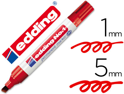 [7321] Rotulador edding marcador permanente 1 rojo punta biselada 5 mm recargable