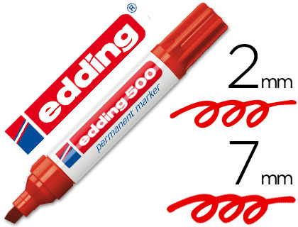 [7317] Rotulador edding marcador permanente 500 rojo punta biselada 7 mm