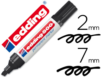 [7305] Rotulador edding marcador permanente 500 negro punta biselada 7 mm recargable
