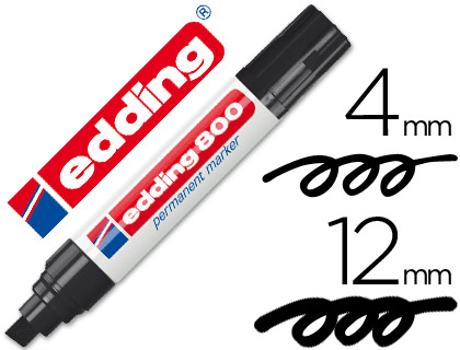 [7303] Rotulador edding marcador permanente 800 negro punta biselada 12 mm