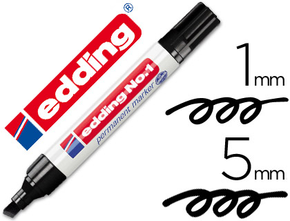 [7301] Rotulador edding marcador permanente 1 negro punta biselada 5 mm recargable