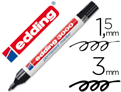 [7300] Rotulador edding marcador permanente 3000 negro punta redonda 1,5-3 mm recargable