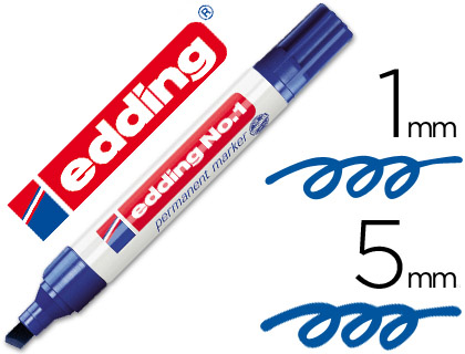 [7285] Rotulador edding marcador permanente 1 azul punta biselada 5 mm recargable
