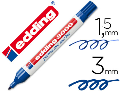 [7281] Rotulador edding marcador permanente 3000 azul punta redonda 1,5-3 mm recargable