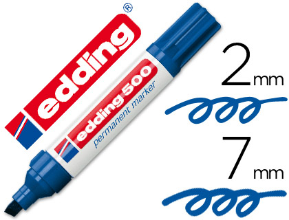 [7278] Rotulador edding marcador permanente 500 azul punta biselada 7 mm recargable
