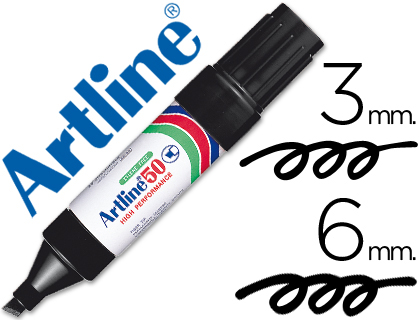 [7014] Rotulador artline marcador permanente ek-50 negro punta biselada 6 mm papel metal y cristal