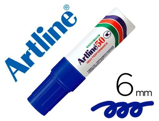 [7011] Rotulador artline marcador permanente ek-50 azul -punta biselada 6 mm -papel metal y cristal