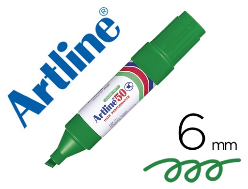 [6957] Rotulador artline marcador permanente ek-50 verde -punta biselada 6 mm -papel metal y cristal
