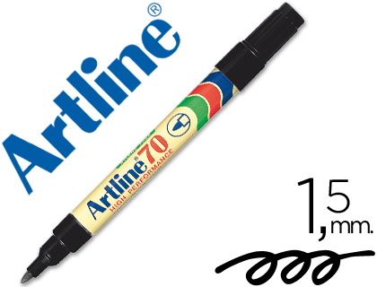 [6954] Rotulador artline marcador permanente ek-70 negro punta redonda 1.5 mm papel metal y cristal