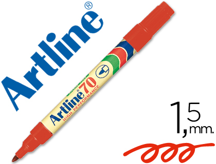 [6953] Rotulador artline marcador permanente ek-70 rojo punta redonda 1.5 mm papel metal y cristal