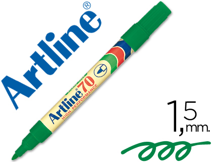 [6952] Rotulador artline marcador permanente ek-70 verde punta redonda 1.5 mm papel metal y cristal