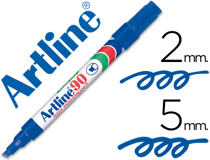 [6938] Rotulador artline marcador permanente ek-90 azul punta biselada 5 mm papel metal y cristal