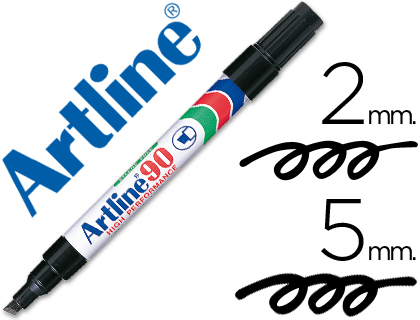 [6823] Rotulador artline marcador permanente ek-90 negro punta biselada 5 mm papel metal y cristal