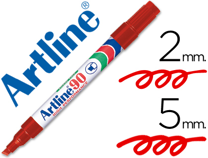 [6820] Rotulador artline marcador permanente ek-90 rojo punta biselada 5 mm papel metal y cristal
