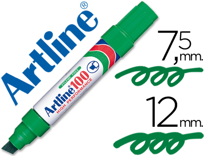[6812] Rotulador artline marcador permanente 100 verde punta biselada