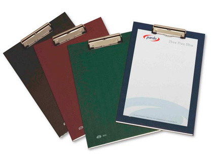 [None] Portanotas pardo carton forrado pvc folio con pinza metalica burdeos