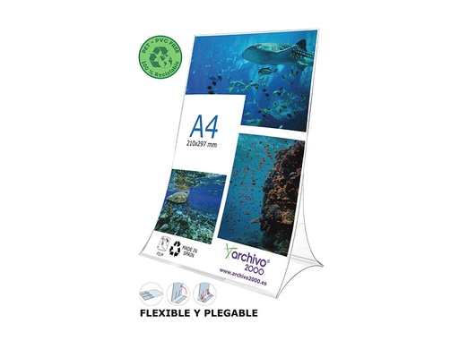 [172204] Expositor sobremesa archivo 2000 plegable pet 100% reciclable din a4 vertical transparente 105x210x300 mm